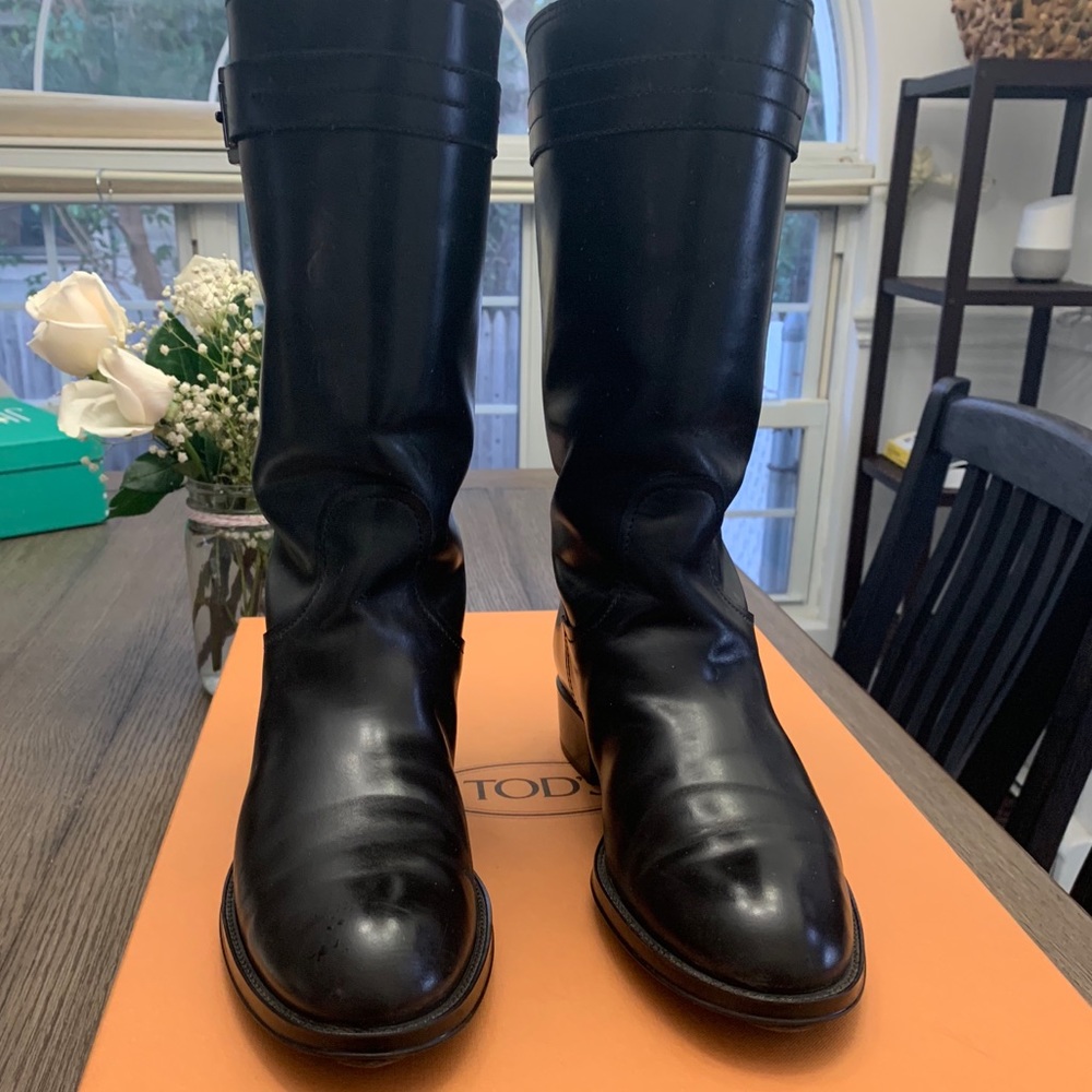 Tod’s Flat Moto Boot Black Size 37.5